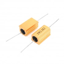 5 5W 2 2K Ohm Wirewound Aluminum Housed Resistor Gold Tone 2pcs