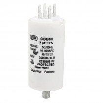 White AC 400V 7uF 8mm Thread Washing Machine Polypropylene Film Capacitor