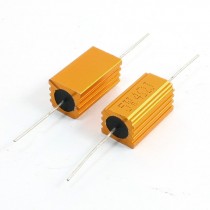 5W 4 Ohm Axial Gold Tone Heatsink Aluminum Clad Resistor 2 Pcs
