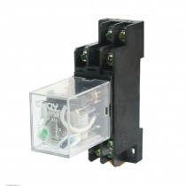 35mm DIN Rail DPDT 8Pin Green Light Electromagnetic Power Relay DC 24V 5A