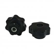 2Pcs Black Silver Tone M8 40mm Dia Through Hole Star Head Clamping Knob