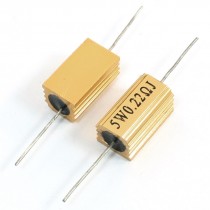 2 Pcs Gold Tone Axial Lead Aluminium Housed Resistor 5W 0.22 Ohm