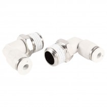 Elbow Design 4mm Hole 3/8" PT Thread Pneumatic Quick Joint Connector 2 Pcs