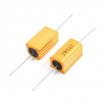 2 Pcs Gold Tone Axial Lead Aluminium Housed Resistor 5W 5 Ohm