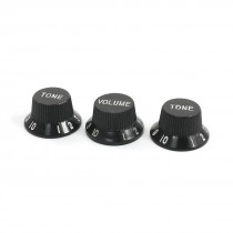Black Round Guitar Voice Adjustable Rotary Volume Knobs 0-10dB 3 Pcs