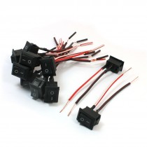 10 Pcs SPST ON/OFF 2 Position Wired Snap In Rocker Switch 6A 250VAC 10A 125VAC