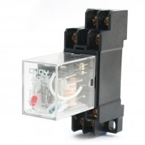 AC36V 5A DPDT 8Pin Red LED Lamp Power Relay w 35mm DIN Rail Socket Base