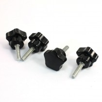 4 Pcs 30mm Dia Star Designed Head M6 x 25mm Thread Clamping Screw Knob