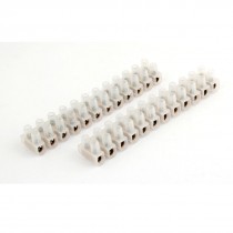 2 Pcs 380V 500V 15A 2 Rows 12 Positions Electrical Barrier Terminal Block White