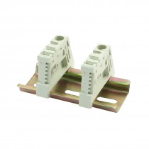 1 Set 60mmx35mm Slotted Metal DIN Rail w Terminal Block End Stoppers