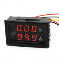 DC 0-100V 50A/75mV Red LED Dual Display Ammeter Voltmeter for Motorcycle
