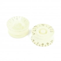 2 Pcs White Clear Plastic Insulating Guitar Voice Rotary Knob 0-10dB