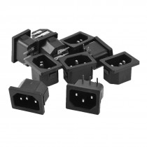 10 Pcs Black Shell IEC320 C14 Power Socket Adapter AC 250V 10A