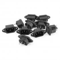 10 Pcs Black 3 Pin IEC320 C14 Power Socket Connector AC 250V 15A
