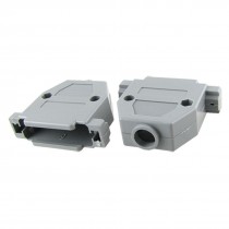 2 Pcs DB25 Male Female Gray Plastic Hoods Shell w Screws