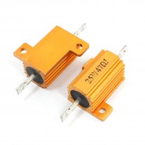 25W 47 Ohm Axial Wirewound Aluminum Case Resistor Gold Tone 2 Pcs