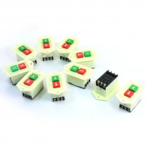10pcs Green Red On/Off Button Latching Pushbutton Switch AC 380V 10A