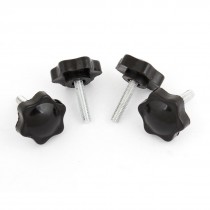32mm Star Head Dia Replacement 6mm x 25mm Clamping Screw Knob Grip 4 Pcs