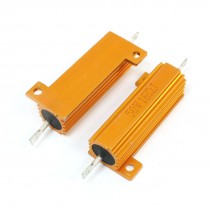 50W 16 Ohm Axial Wirewound Aluminum Clad Resistor Gold Tone 2 Pcs
