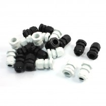20PCS PG9 White Black Plastic Waterproof Connectors Cable Glands