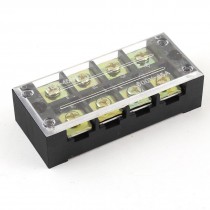 600V 45A Double Row 4 Position Covered Screw Barrier Terminal Block