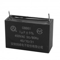 CBB61 1uF AC450V 2Pin Soldered Air Condition Ceiling Fan Capacitor