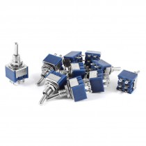 AC 3A 250V 6A 125V DPDT 3 Position ON/Off/ON Latching Toggle Switches 10 pcs