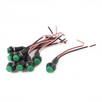 8 Pcs Green Round Cap Momentary SPST 2 Wire Push Button Switch AC 250V 3A
