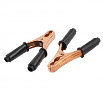 2 Pcs Black Gold Tone Plastic Coated Car Battery Alligator Clip Clamp