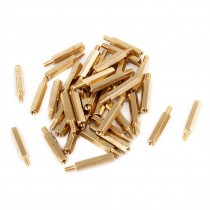 40 Pcs M3 x 6mm Brass Threaded Hexagonal Spacer Hex Screw Nut