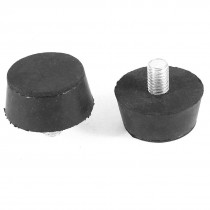 2 Pcs Rubber Screw On Type M10 40mm Head Diameter Handle Knob Black