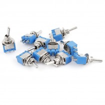 10pcs On/On SPDT 3 Terminals Mini Latching Toggle Switch AC 125V/6A 250V/3A