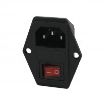 3-Pin IEC320 C14 Inlet Module Plug Fuse Switch Male Power Socket