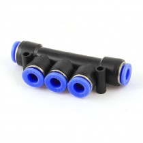 Air Pneumatic 6mm 5 Ways Push in Connector Quick Fittings Adapter Blue Black