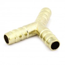 9.7mm x 7mm 5/16 Y Type Barbed Connector Metallic Hose Joiner Brass Tone