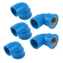 U-PVC 2 Ways Elbow 90 Degree Pipe Connector Connector Joiner Blue 5 Pcs