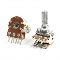 2Pcs B503 50K Ohm Adjustable 13mm Shaft PCB Mounted Linear Dual Potentiometer