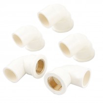 5 Pcs 19mm 1/2PT Threaded Double Ways Pipe Fitting Connectors White