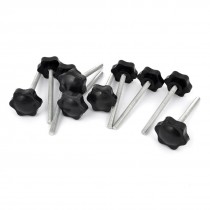 32mm Star Head Dia Replacement 6mm x 70mm Clamping Screw Knob Grip 10Pcs