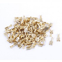 100 Pcs Car Speaker 6.4mm Female Spade Terminal Wire Connector Gold Tone