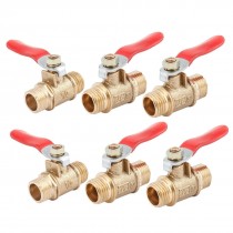 6pcs 1/4PT 13mm Male M/M Threaded Air Gas Pneumatic Lever Handle Ball Valve