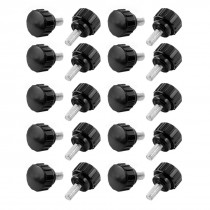 20pcs Black 5mm Thread Diameter 20mm Length Knurled Grip Knobs