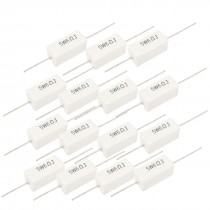 15 Pcs White Rectangle Axial Lead Cement Resistor 6 Ohm 5 Watt
