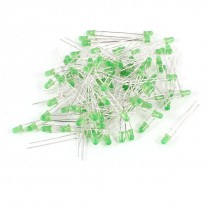 100 Pcs 3mm Round Head Green LED Light Emitting Diode