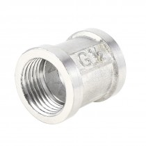 Metal 1/2PT Female Thread Straight Pipe Connector Coupling Silver Tone