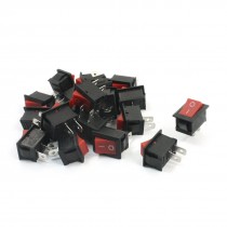 20Pcs SPST ON/OFF 2 Pin Square Boat Rocker Switch AC250V 6A AC125V 10A