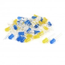 50 Pieces Straw Hat 5mm Yellow White Blue LED Lamp Emitting Diode DC 2.5-3.0V