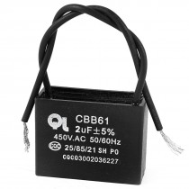 AC 450V 50/60Hz 2uF 5% 2-Wire Metalized Polypropylene Film Motor Capacitor Black