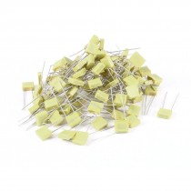 100 Pcs 100V 0.01uF 10NF Radial Lead Box Type Film Correction Capacitors Yellow