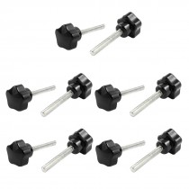 10 Pieces Black M6 x 40mm Male Threaded Knurled Grip Star Knob